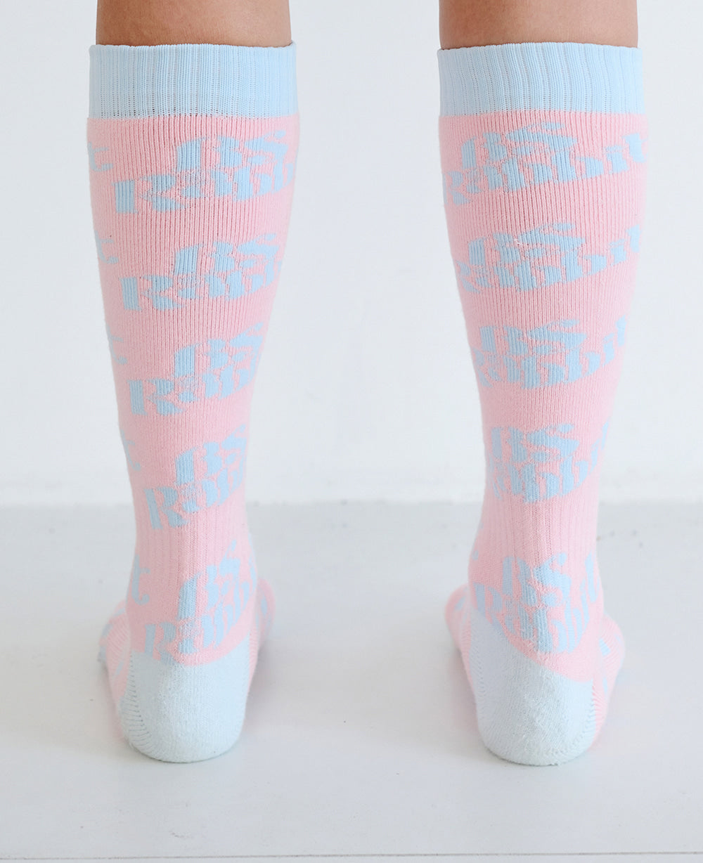 BSRABBIT LOGO SNOWBOARD SOCKS - PINK