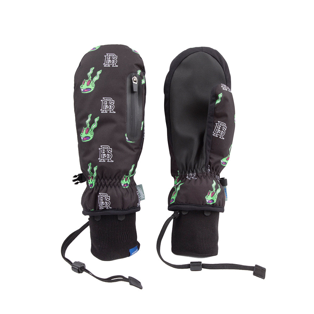 Snowboard Mittens Back - Trippy Rabbit Black