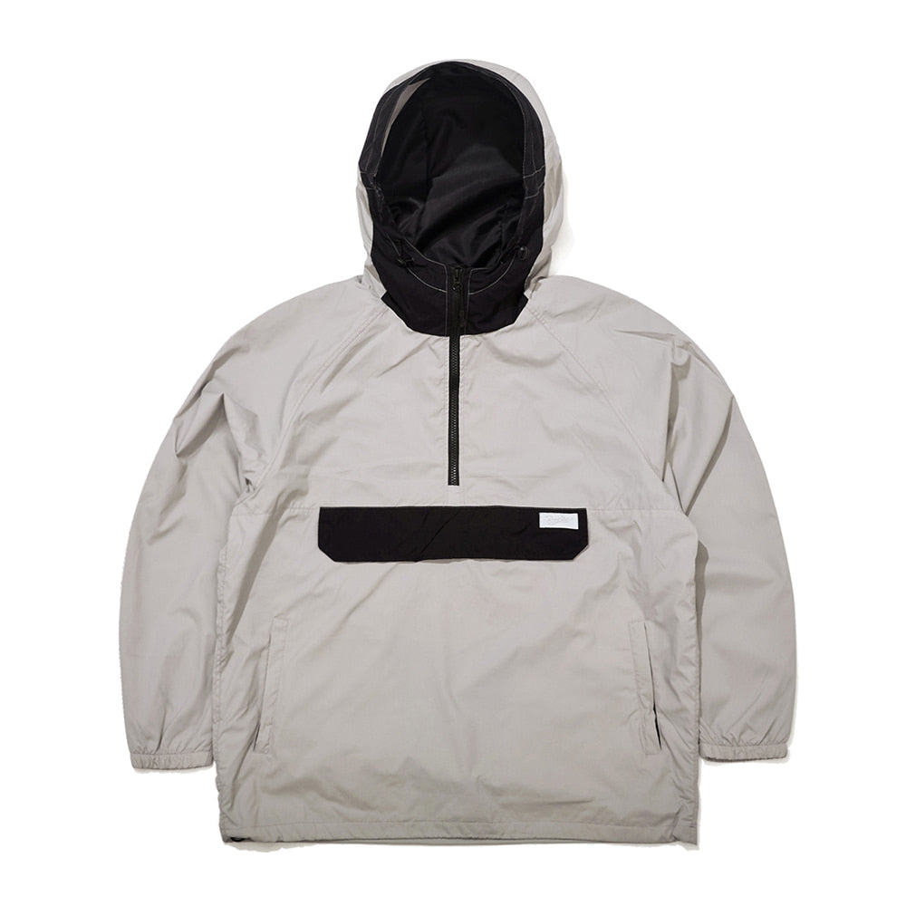 COZY HOODED ANORAK JACKET - GRAY