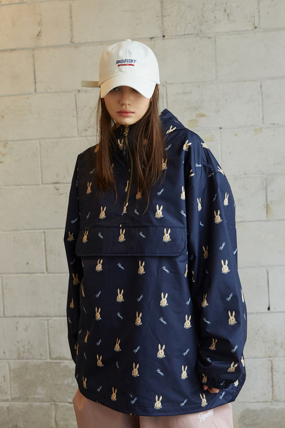 COZY HOODED ANORAK JACKET MINI BR - NAVY