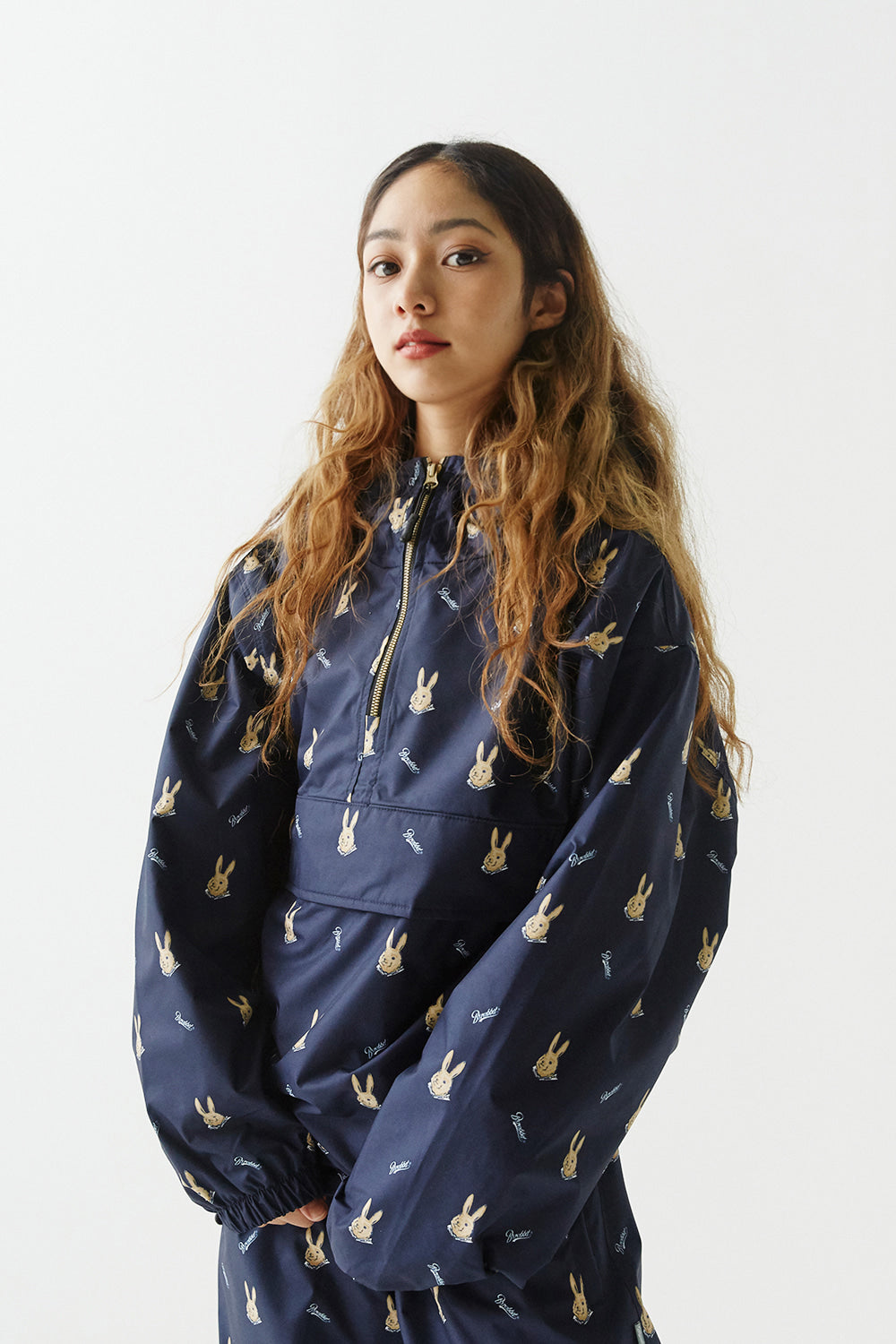 COZY HOODED ANORAK JACKET MINI BR - NAVY