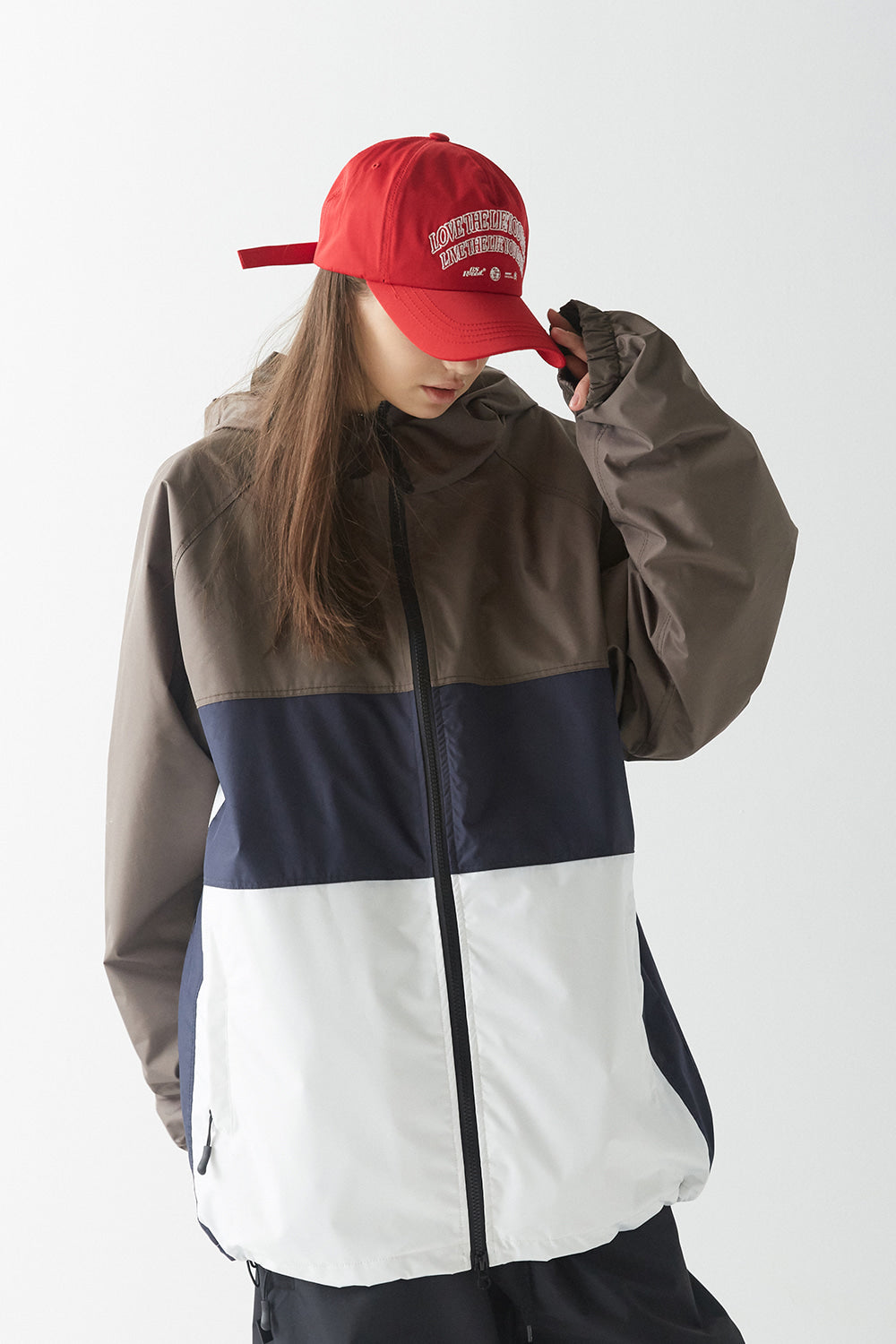 CROSS BOX HOODED JACKET - KHAKI WHITE