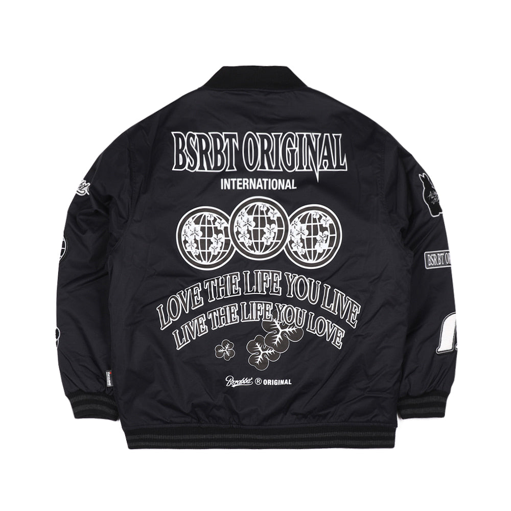 DFR LOGO PATCH VARSITY JACKET - BLACK