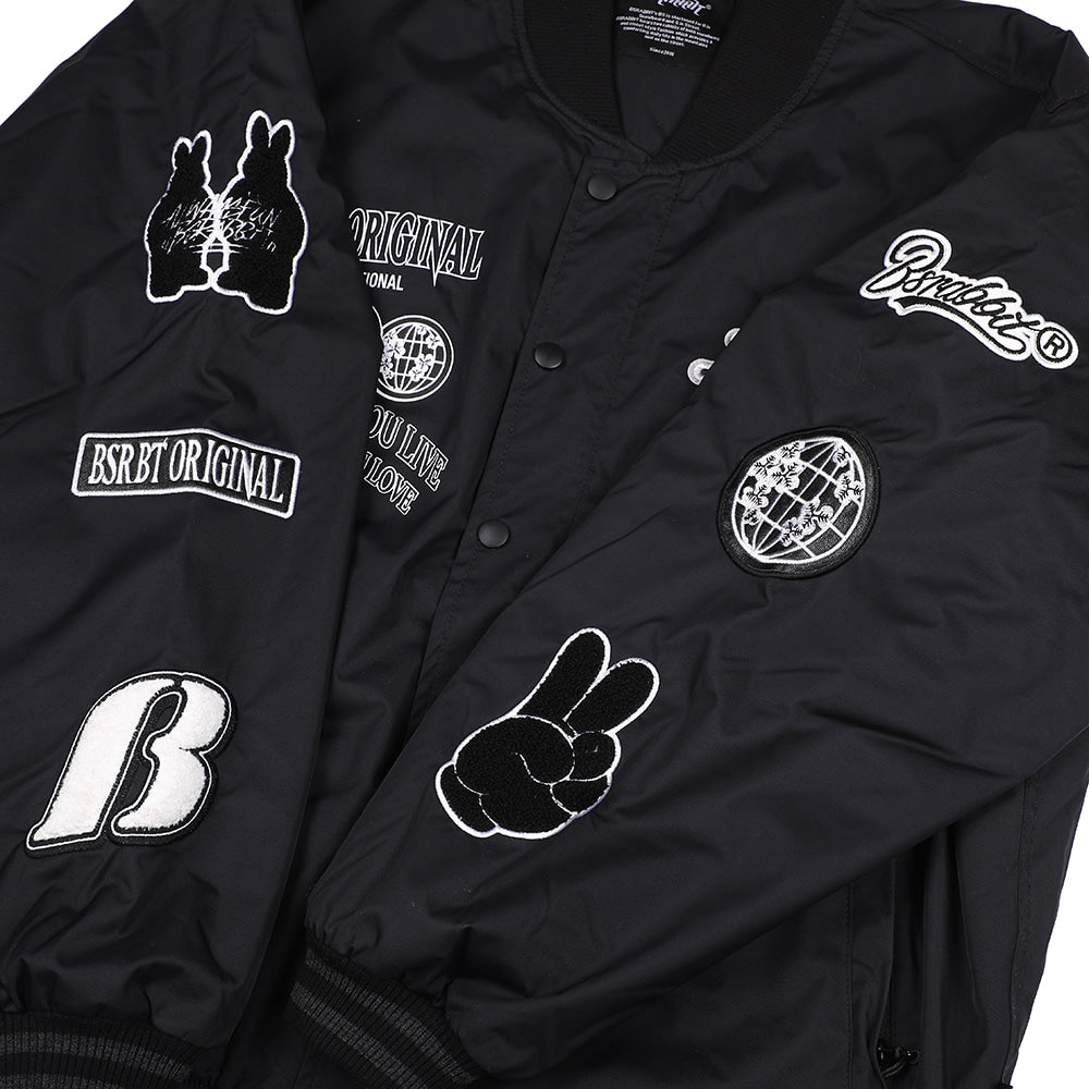 DFR LOGO PATCH VARSITY JACKET - BLACK