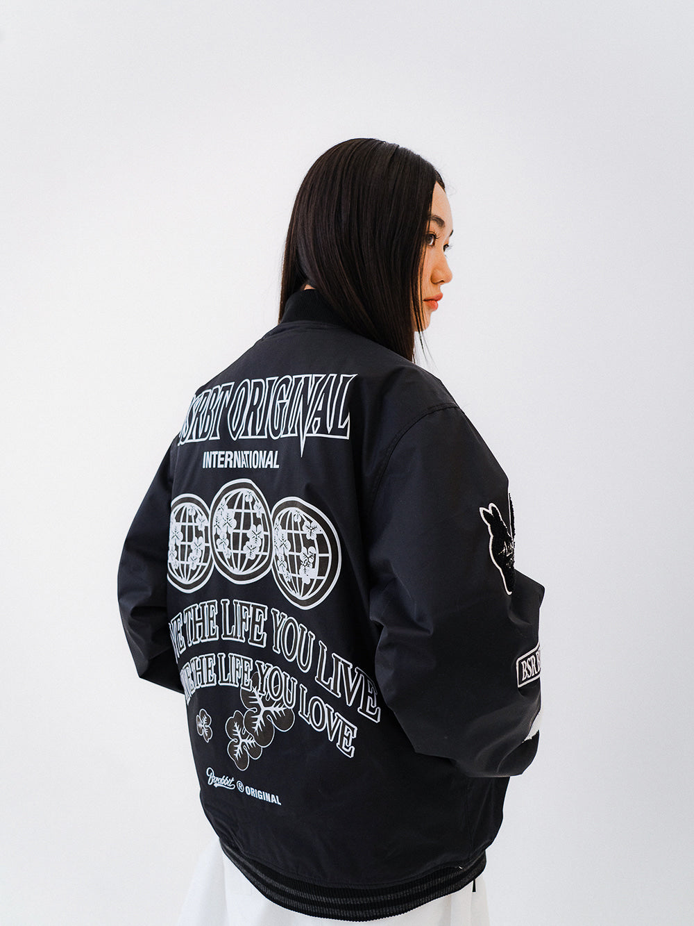 DFR LOGO PATCH VARSITY JACKET - BLACK