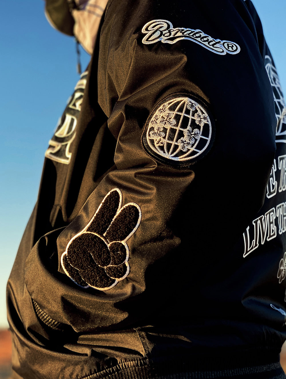 DFR LOGO PATCH VARSITY JACKET - BLACK