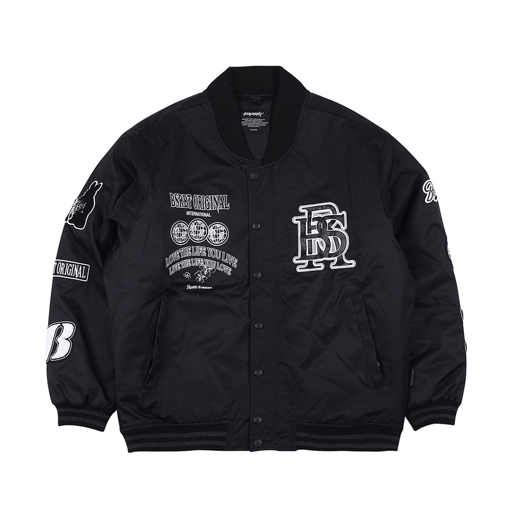 DFR LOGO PATCH VARSITY JACKET - BLACK