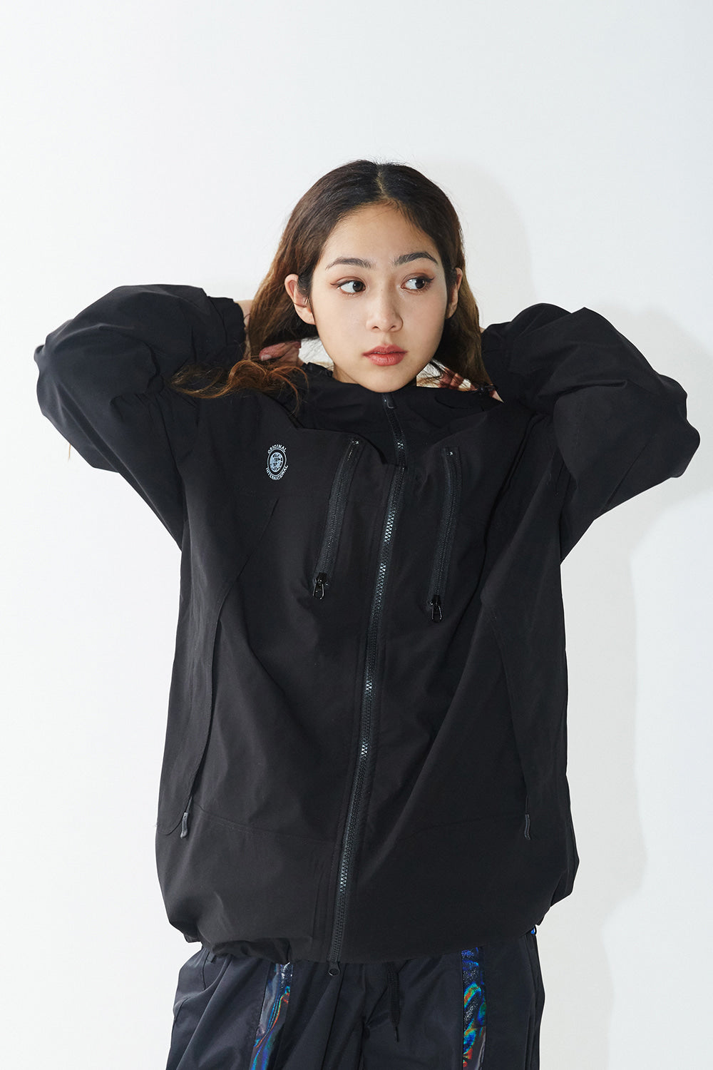 MMM WINDBREAKER HOODED STRETCH JACKET - BLACK