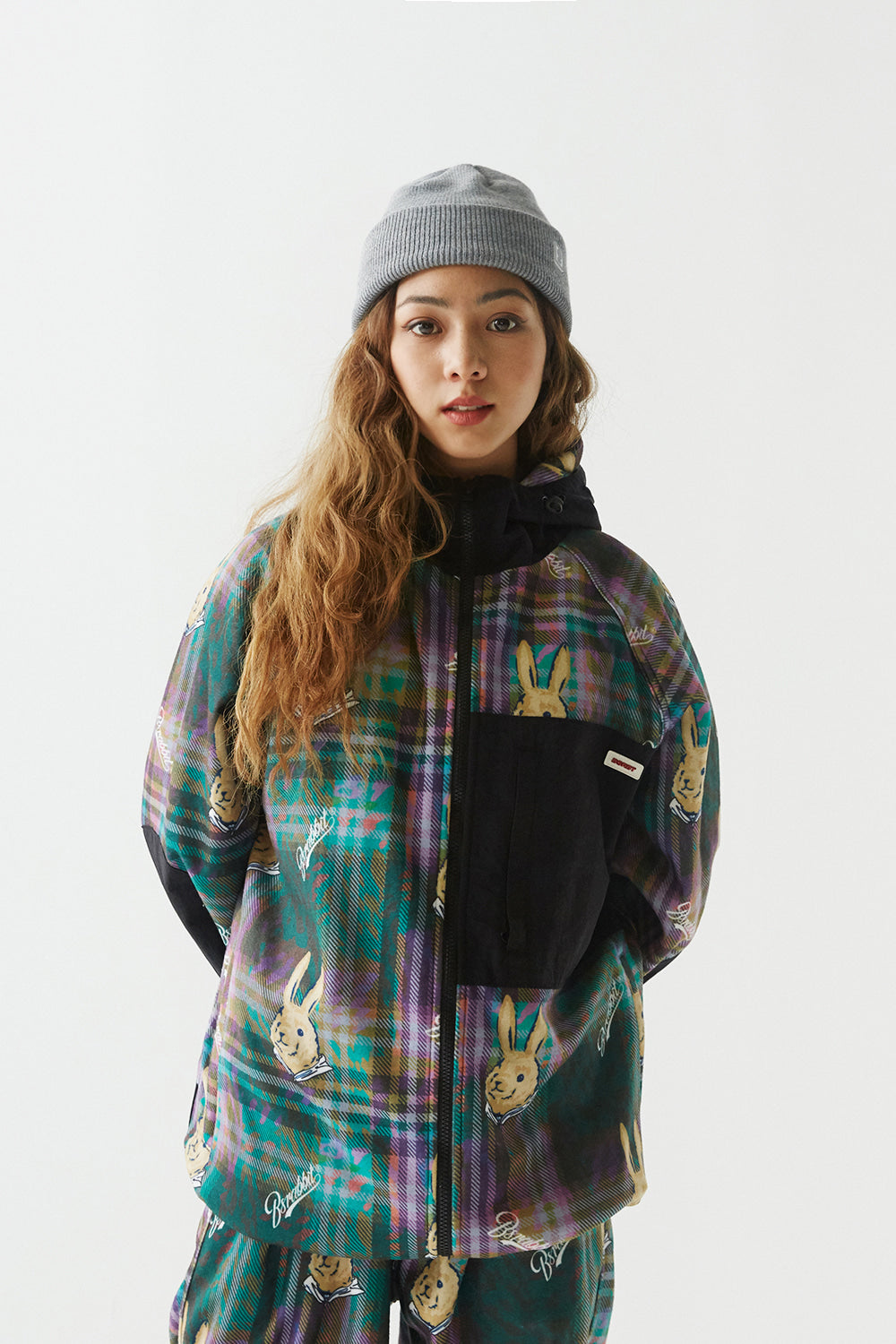 ROYAL FLEECE JACKET BEAR RABBIT - DARK CHECK