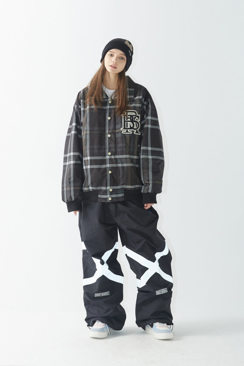 BIG LOGO VARSITY JACKET - BLACK CHECK