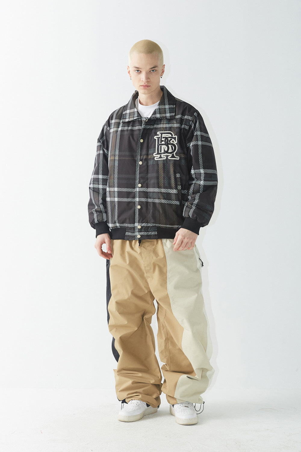 BIG LOGO VARSITY JACKET - BLACK CHECK