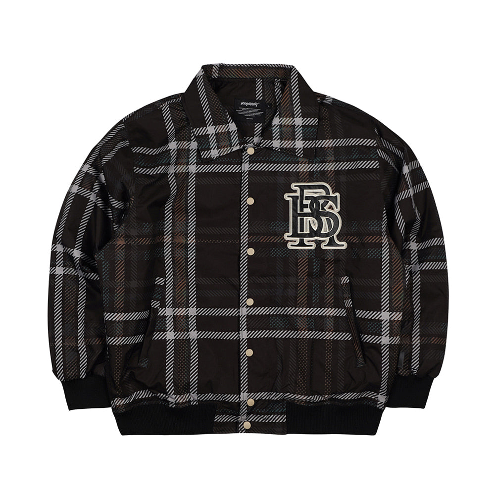 BIG LOGO VARSITY JACKET - BLACK CHECK