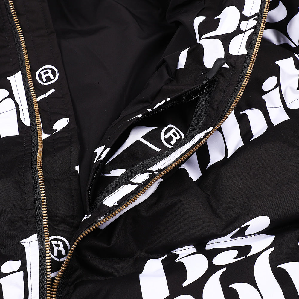 LOGO HOODIE WELLON PARKA JACKET - BLACK