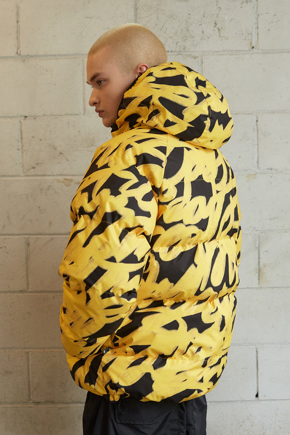 SWIRLING WELLON PARKA JACKET - YELLOW