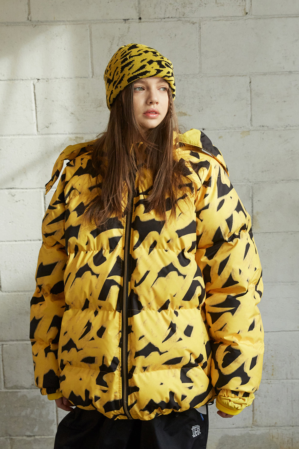 SWIRLING WELLON PARKA JACKET - YELLOW