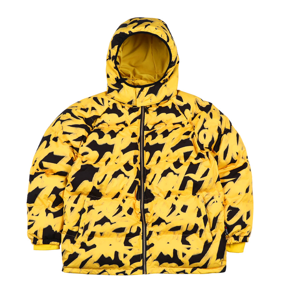 SWIRLING WELLON PARKA JACKET - YELLOW