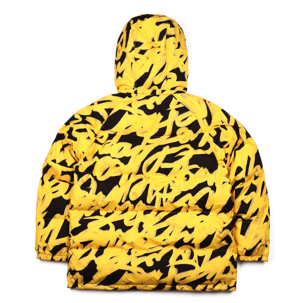 SWIRLING WELLON PARKA JACKET - YELLOW