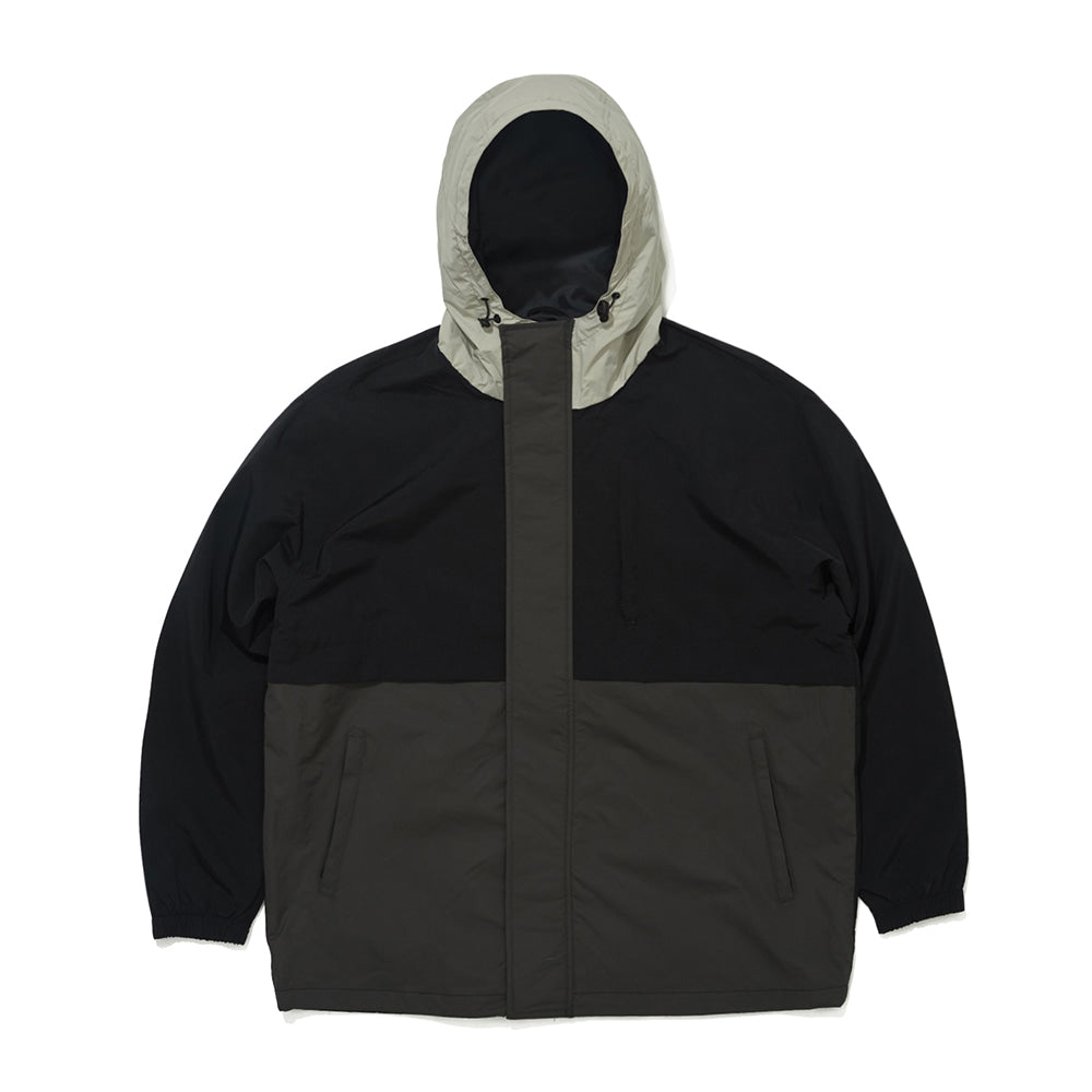 WIDE HOODED JACKET - BLACK