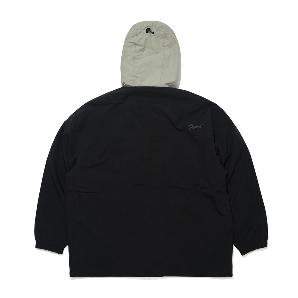 WIDE HOODED JACKET - BLACK