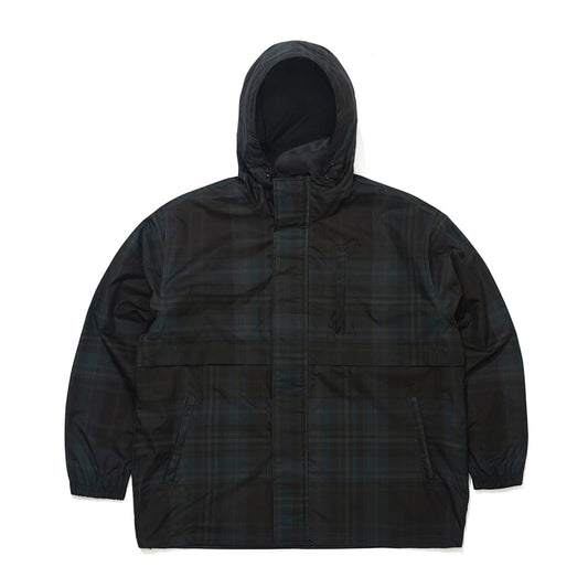 WIDE HOODED JACKET - CHECK